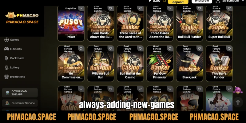 Always adding new games