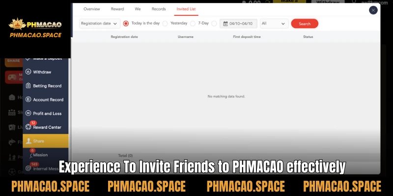 Experience To Invite Friends to PHMACAO effectively