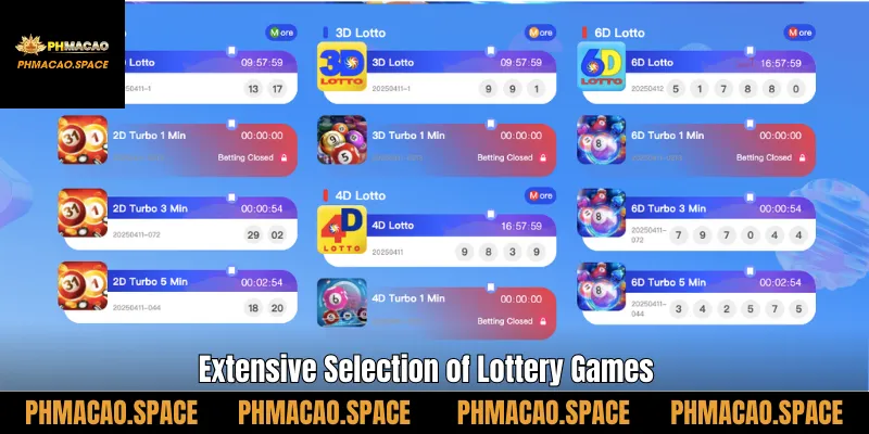 Extensive Selection of Lottery Games