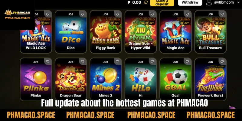 Full update about the hottest games at PHMACAO