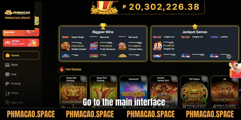 Go to the main interface
