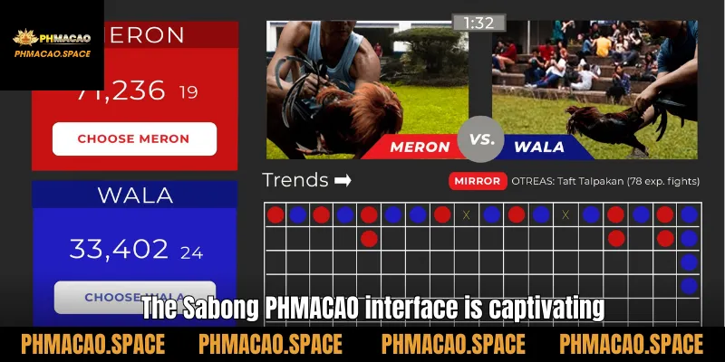 The Sabong PHMACAO interface is captivating