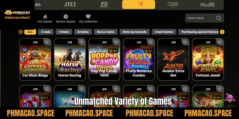 Unmatched Variety of Games